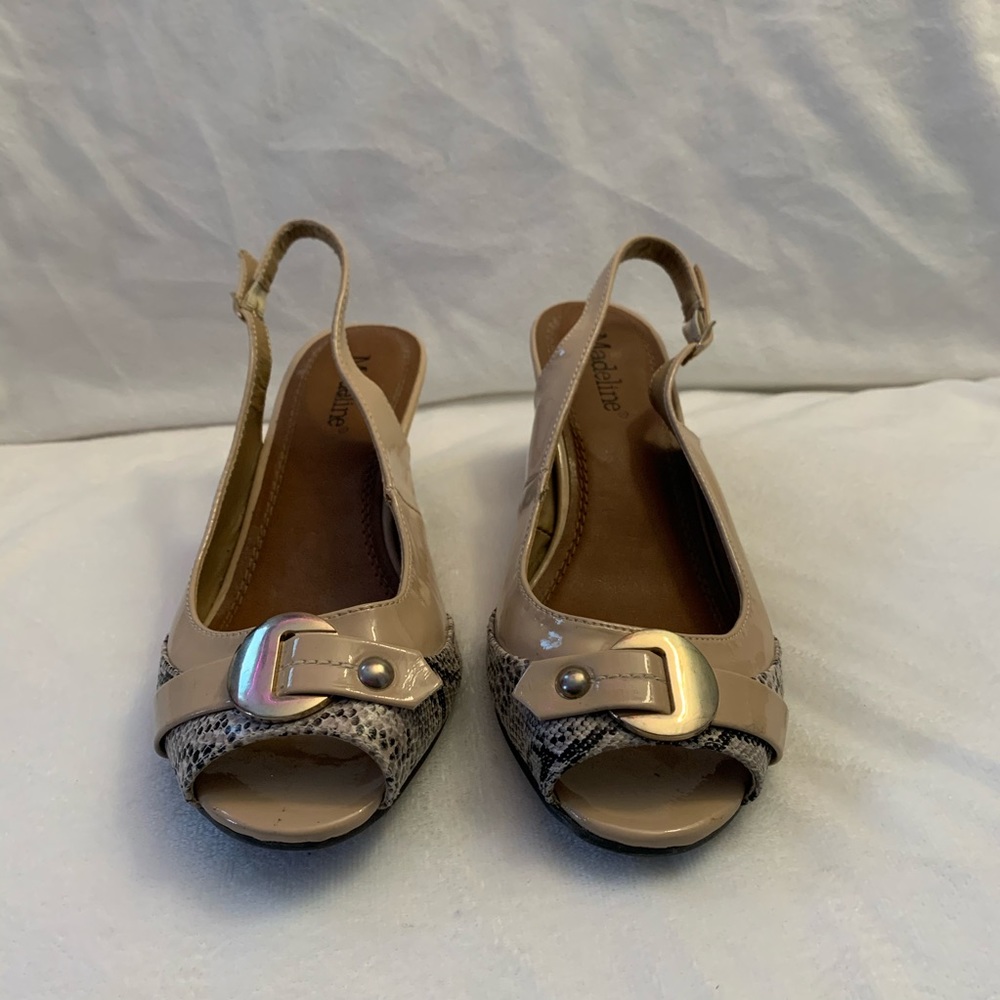 Tan snakeskin heels